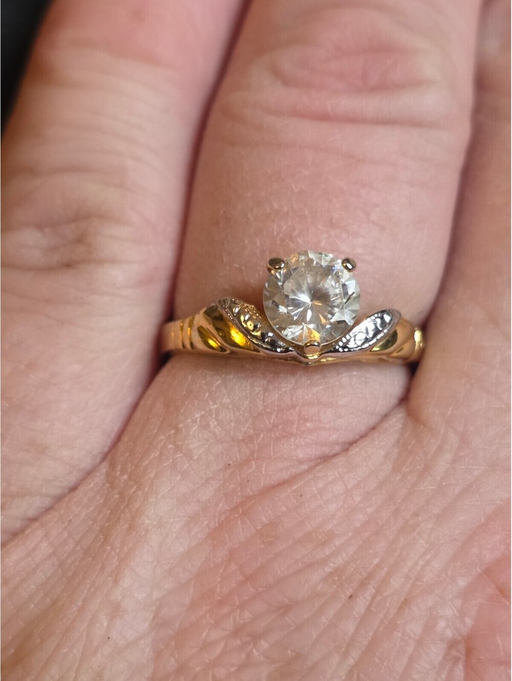 Vintage Lind 14KT HGE & CZ Solitaire Ring – Sz 7